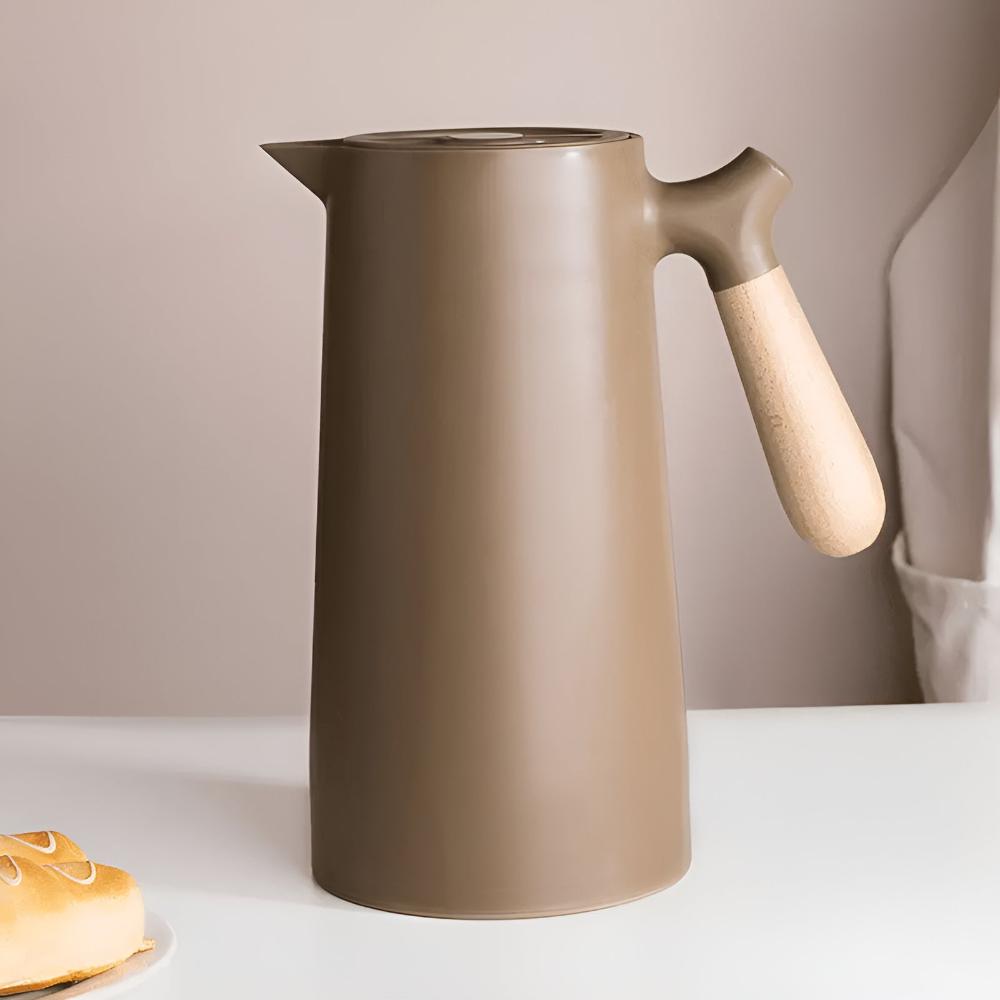 Nordic Aesthetic Wooden-Handled Insulated Carafe