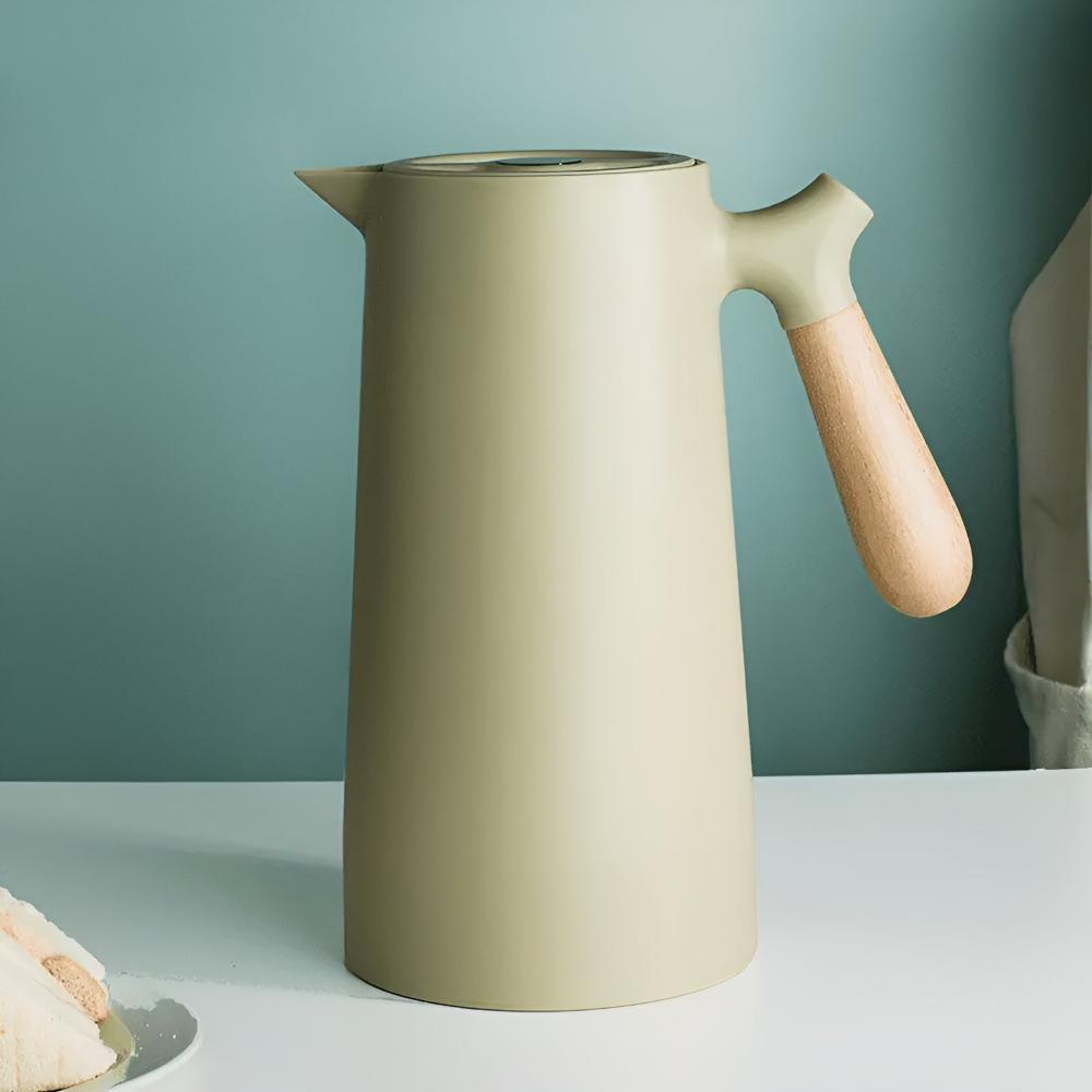 Nordic Aesthetic Wooden-Handled Insulated Carafe