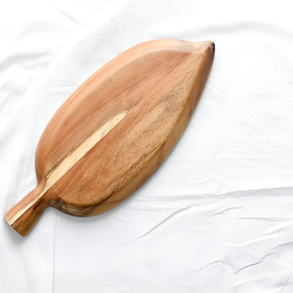 Premium Leaf-Shaped Wooden Serving Plate