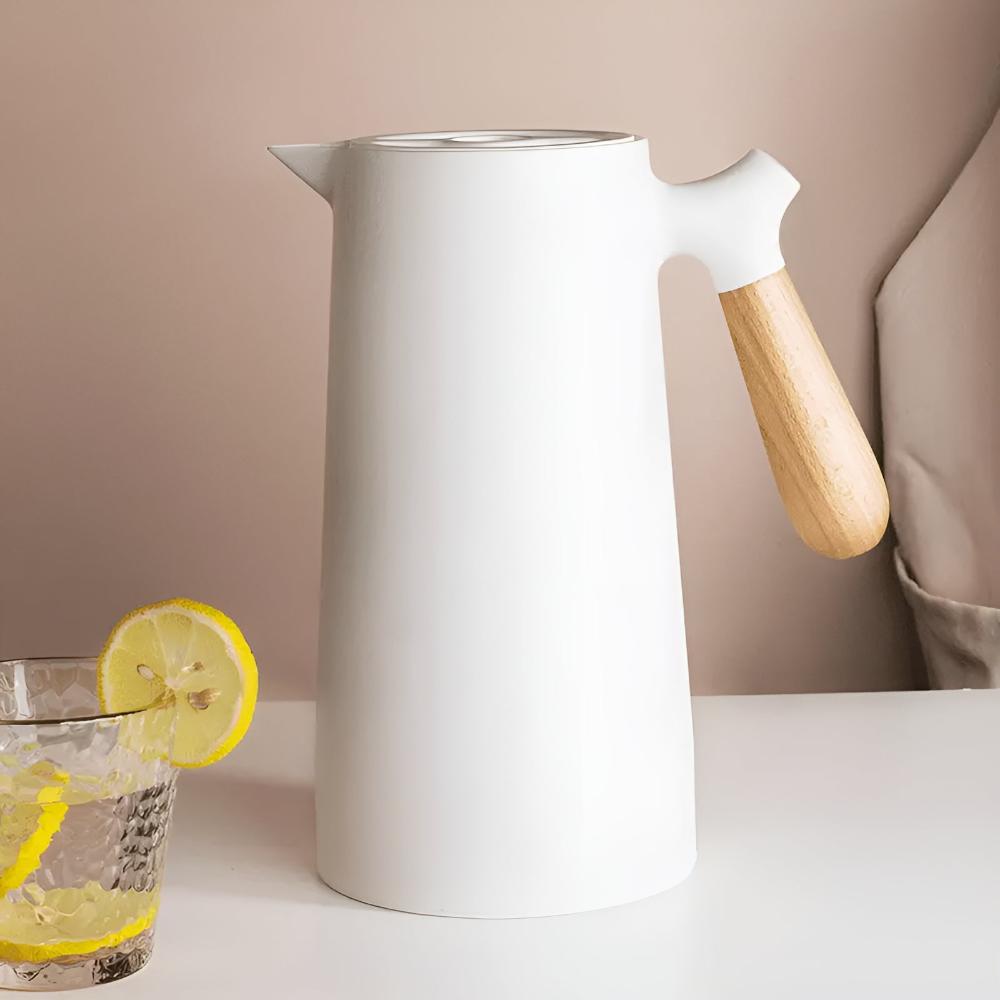 Nordic Aesthetic Wooden-Handled Insulated Carafe