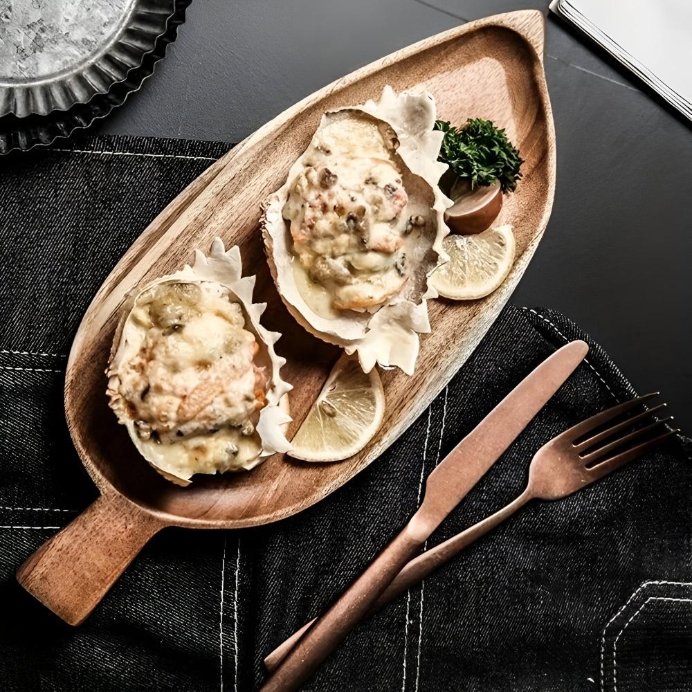 Premium Leaf-Shaped Wooden Serving Plate