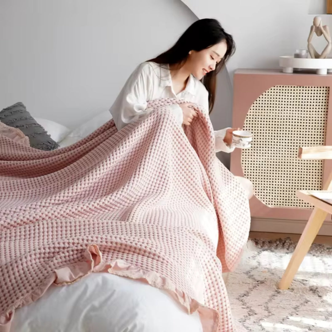 Olivia Waffle Throwing Blanket