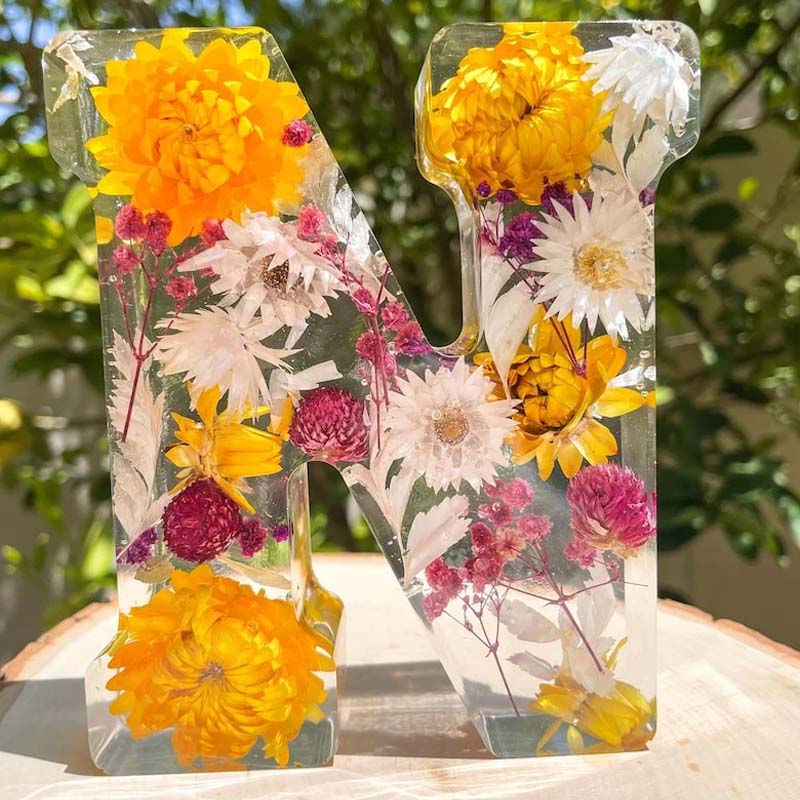Floral Resin Alphabet Letter LED Light