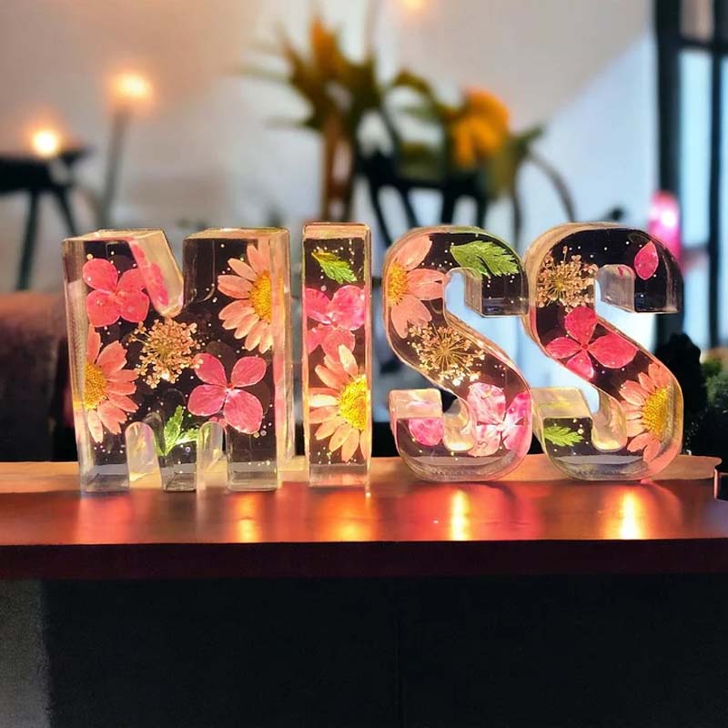 Floral Resin Alphabet Letter LED Light