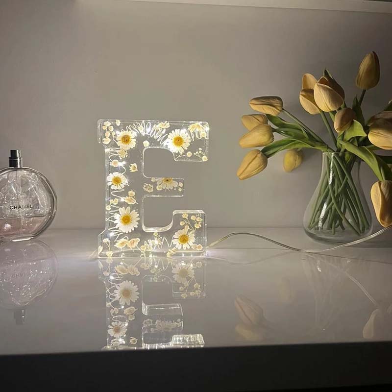 Floral Resin Alphabet Letter LED Light