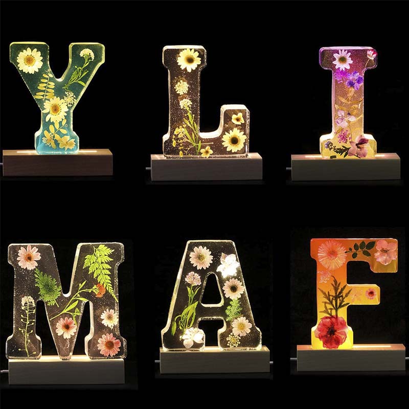 Floral Resin Alphabet Letter LED Light