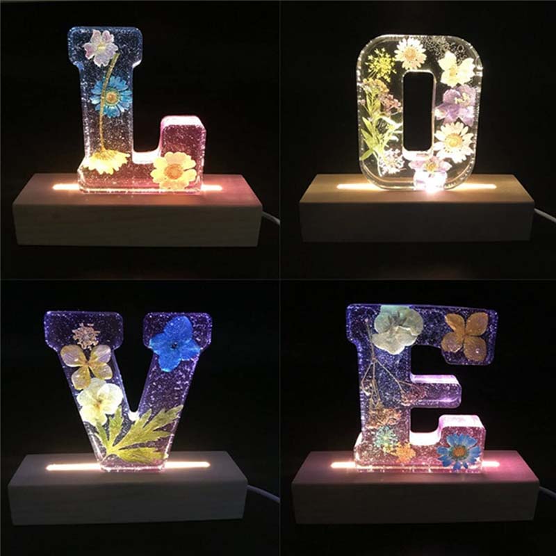 Floral Resin Alphabet Letter LED Light