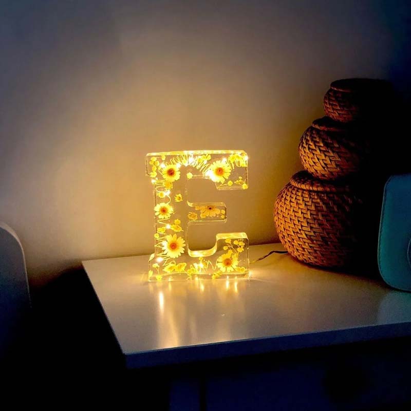 Floral Resin Alphabet Letter LED Light