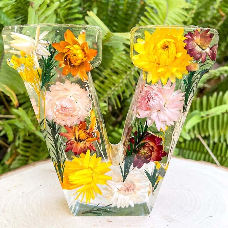 Floral Resin Alphabet Letter LED Light