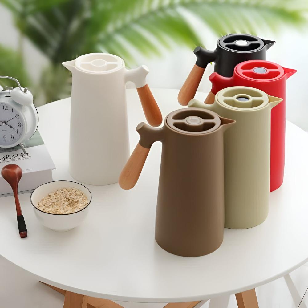 Nordic Aesthetic Wooden-Handled Insulated Carafe