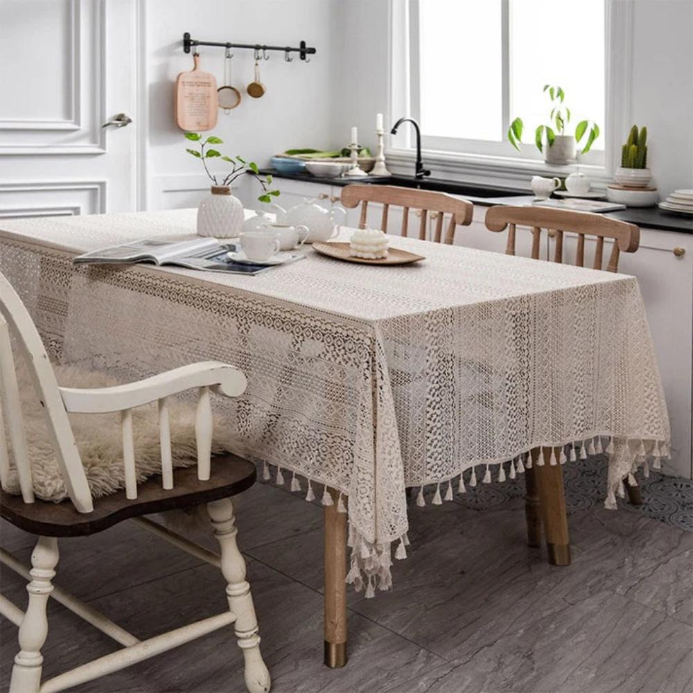Chic Boho Style Crochet Lace Tablecloth
