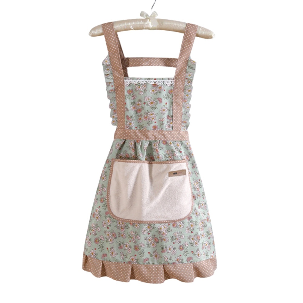 Ruffle Chic Floral Kitchen Apron for Women
