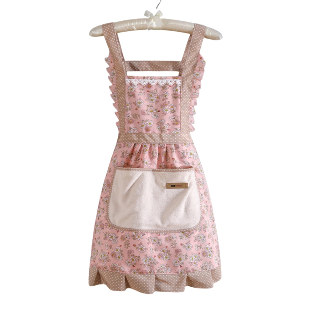 Ruffle Chic Floral Kitchen Apron for Women