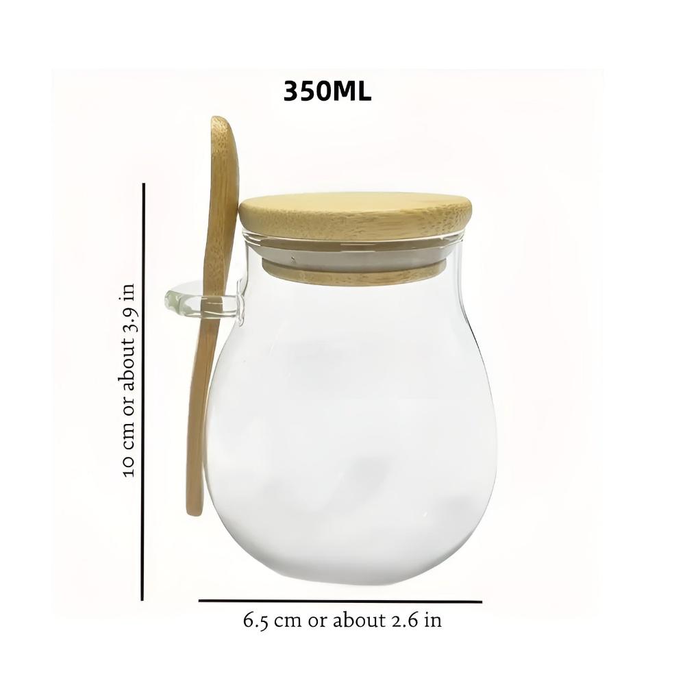 Modern Glass Jar with Wooden Lid & Spoon