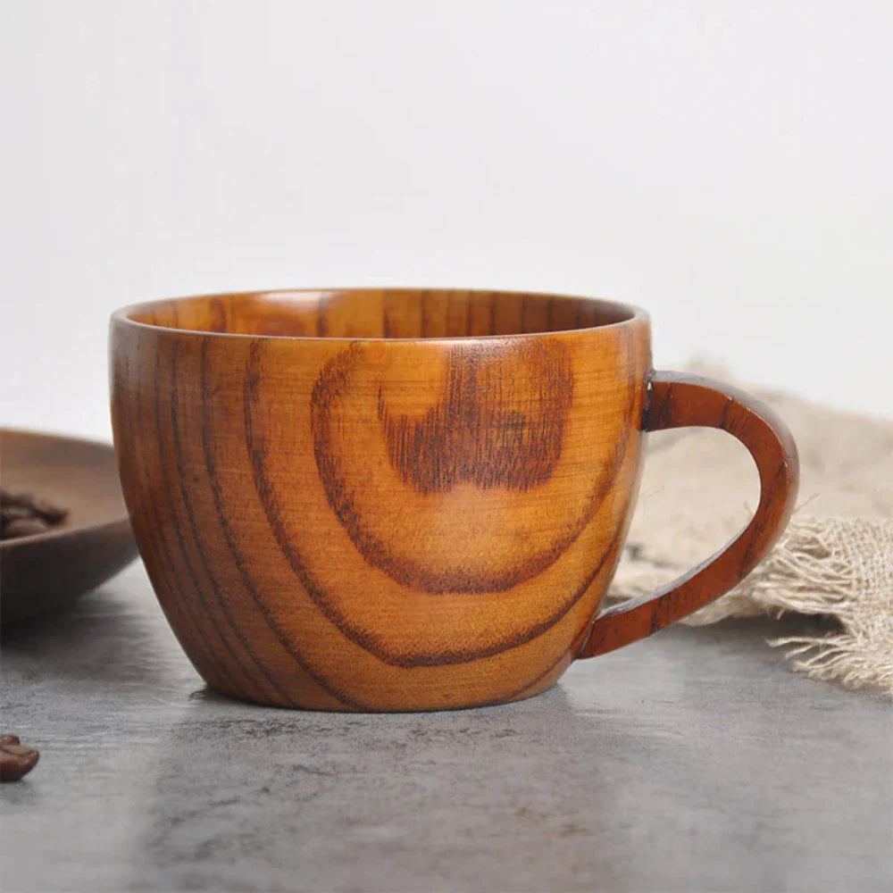 2-Piece Classic Natural Wooden Ergonomic Teacups
