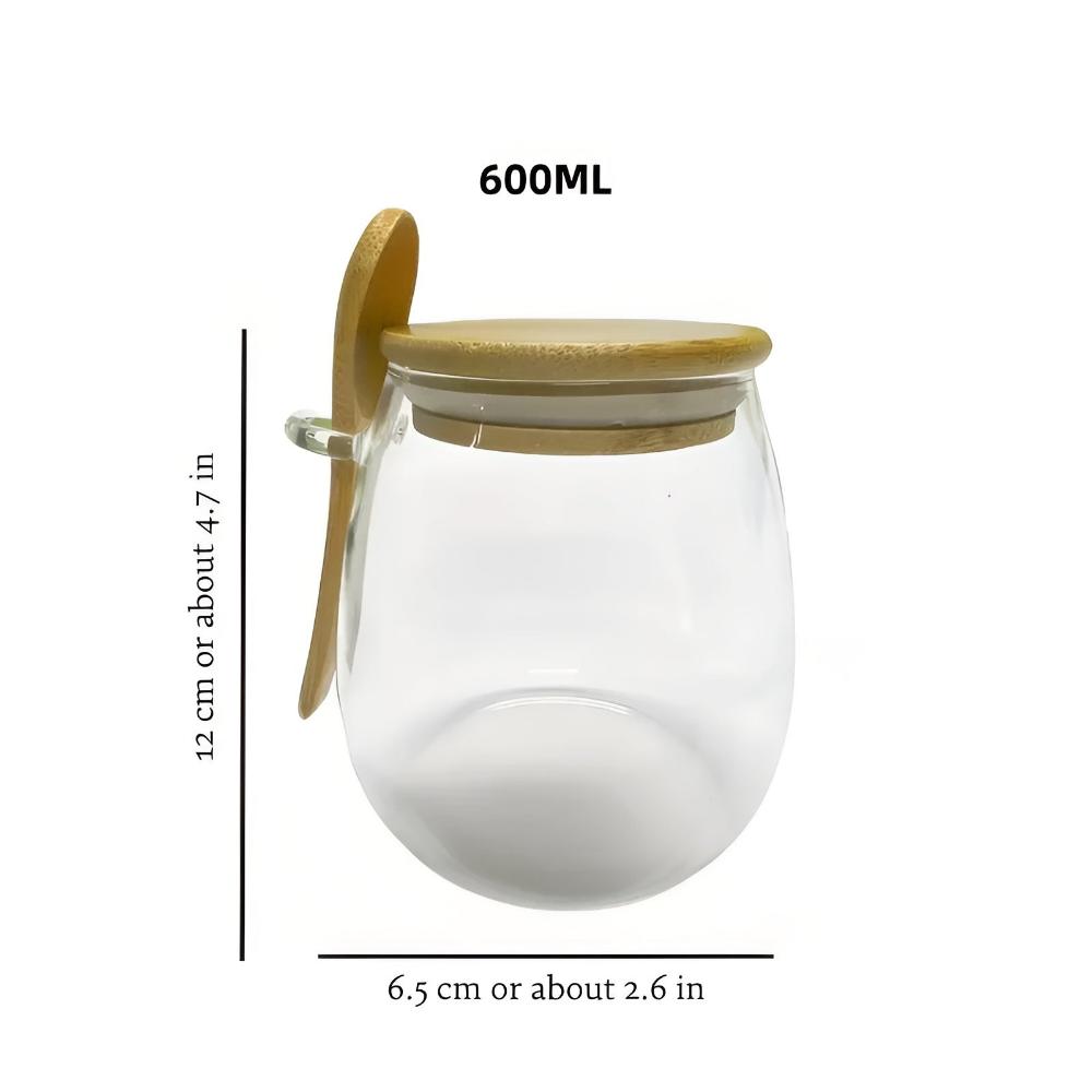 Modern Glass Jar with Wooden Lid & Spoon