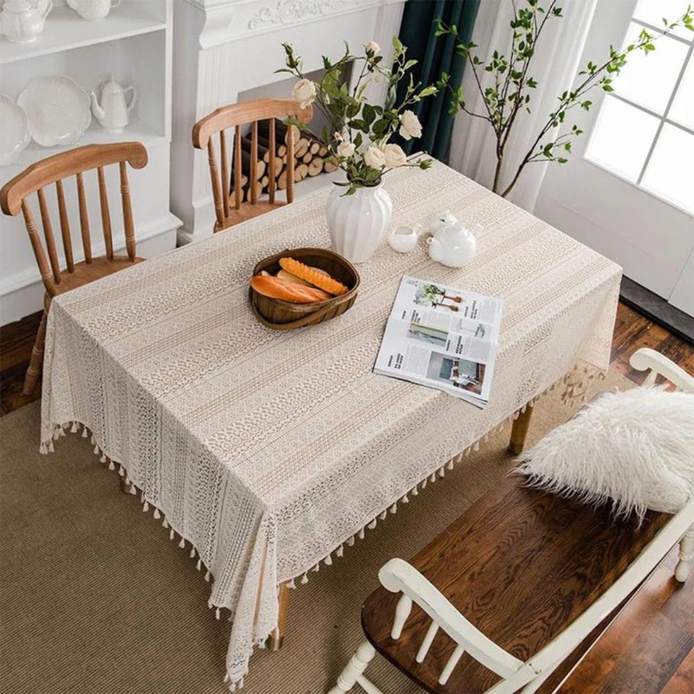 Chic Boho Style Crochet Lace Tablecloth