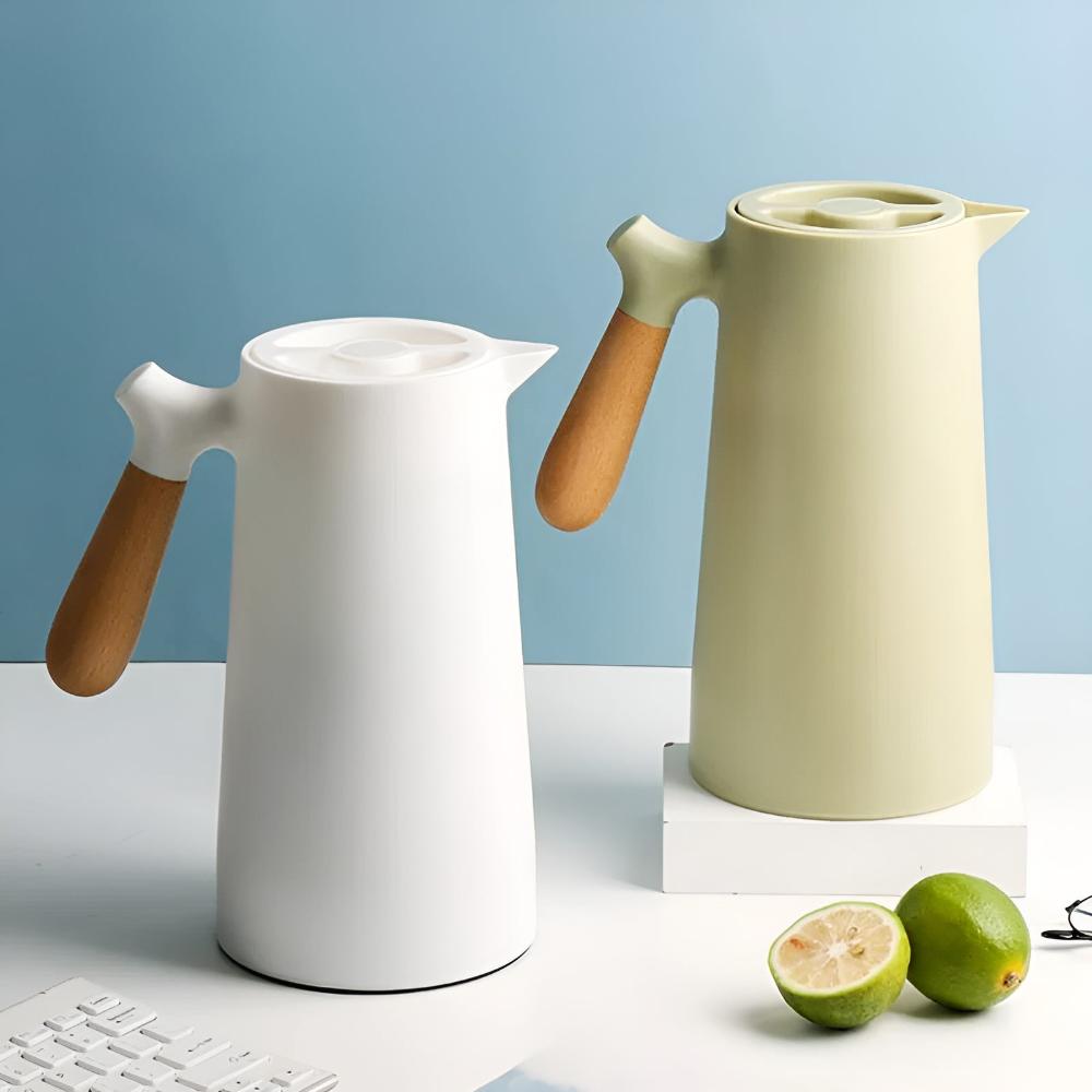Nordic Aesthetic Wooden-Handled Insulated Carafe