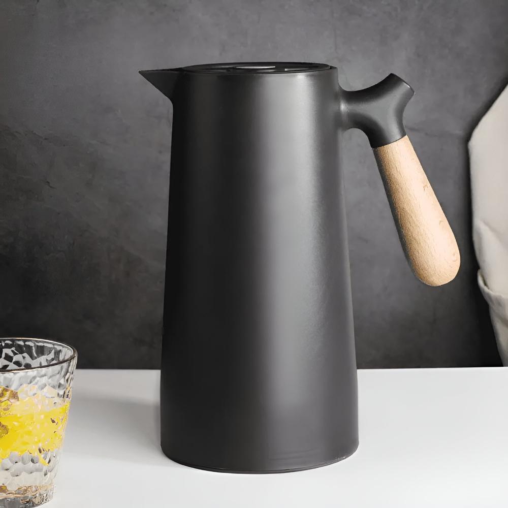 Nordic Aesthetic Wooden-Handled Insulated Carafe