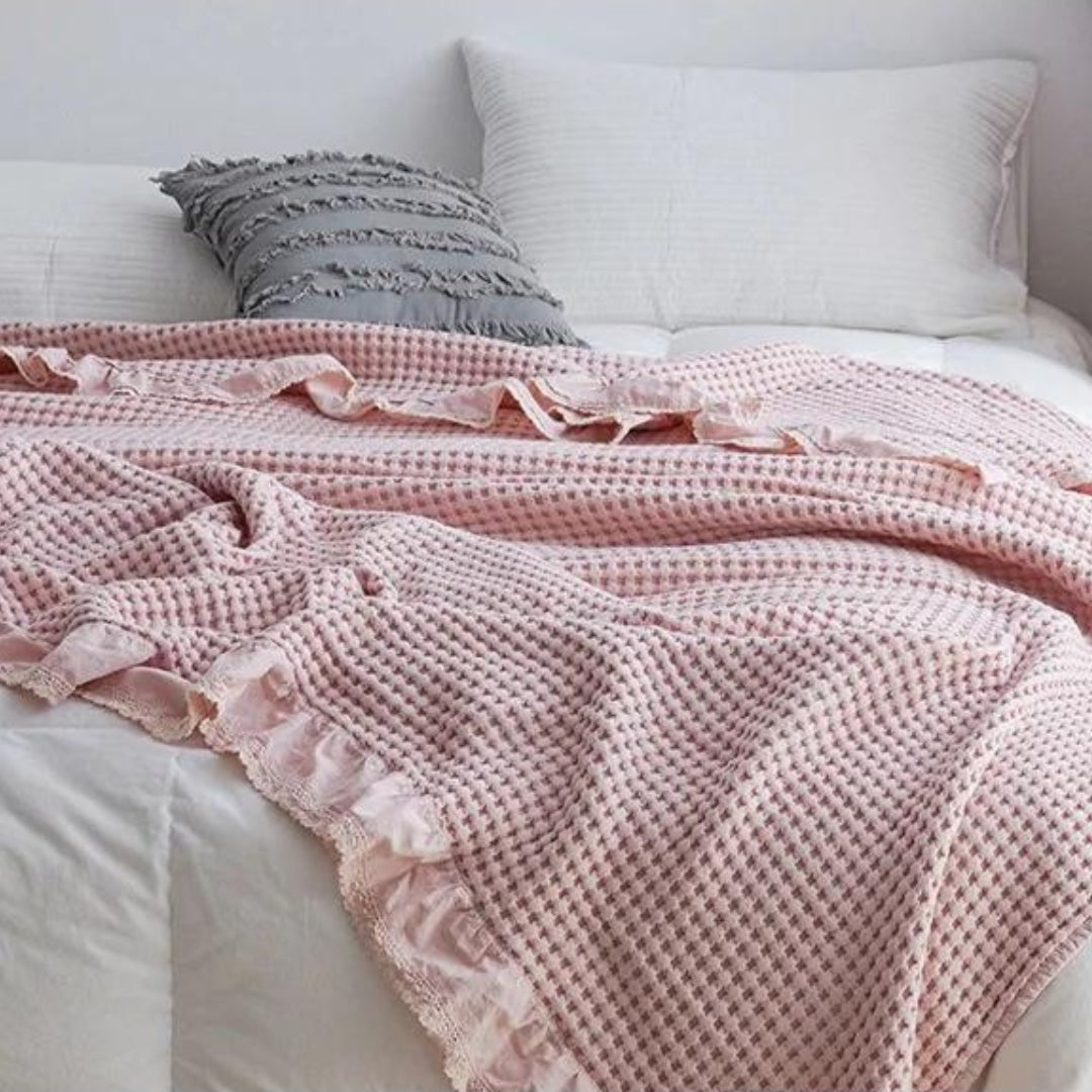 Olivia Waffle Throwing Blanket