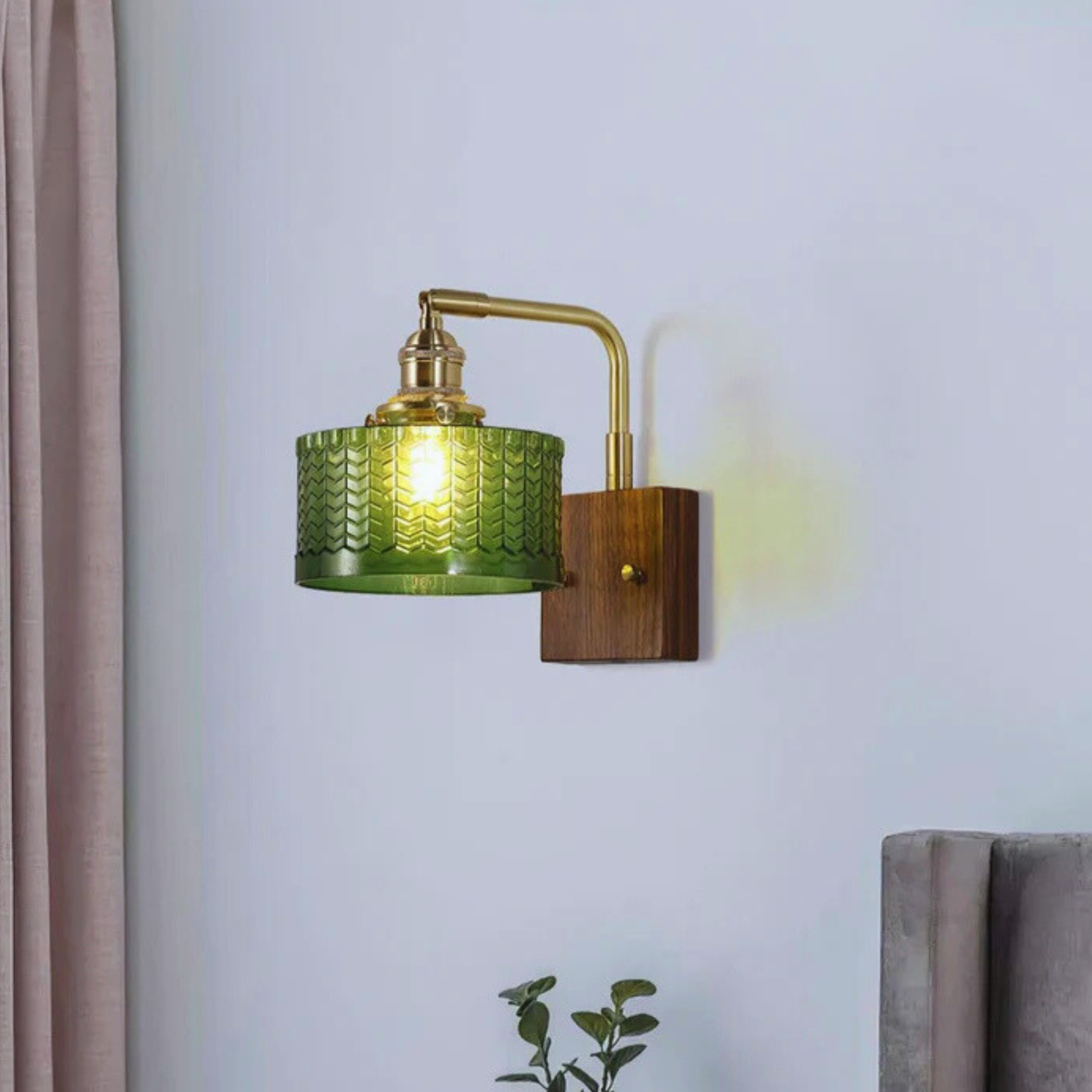 Enchanted Verdant Haze Glass Wall Light