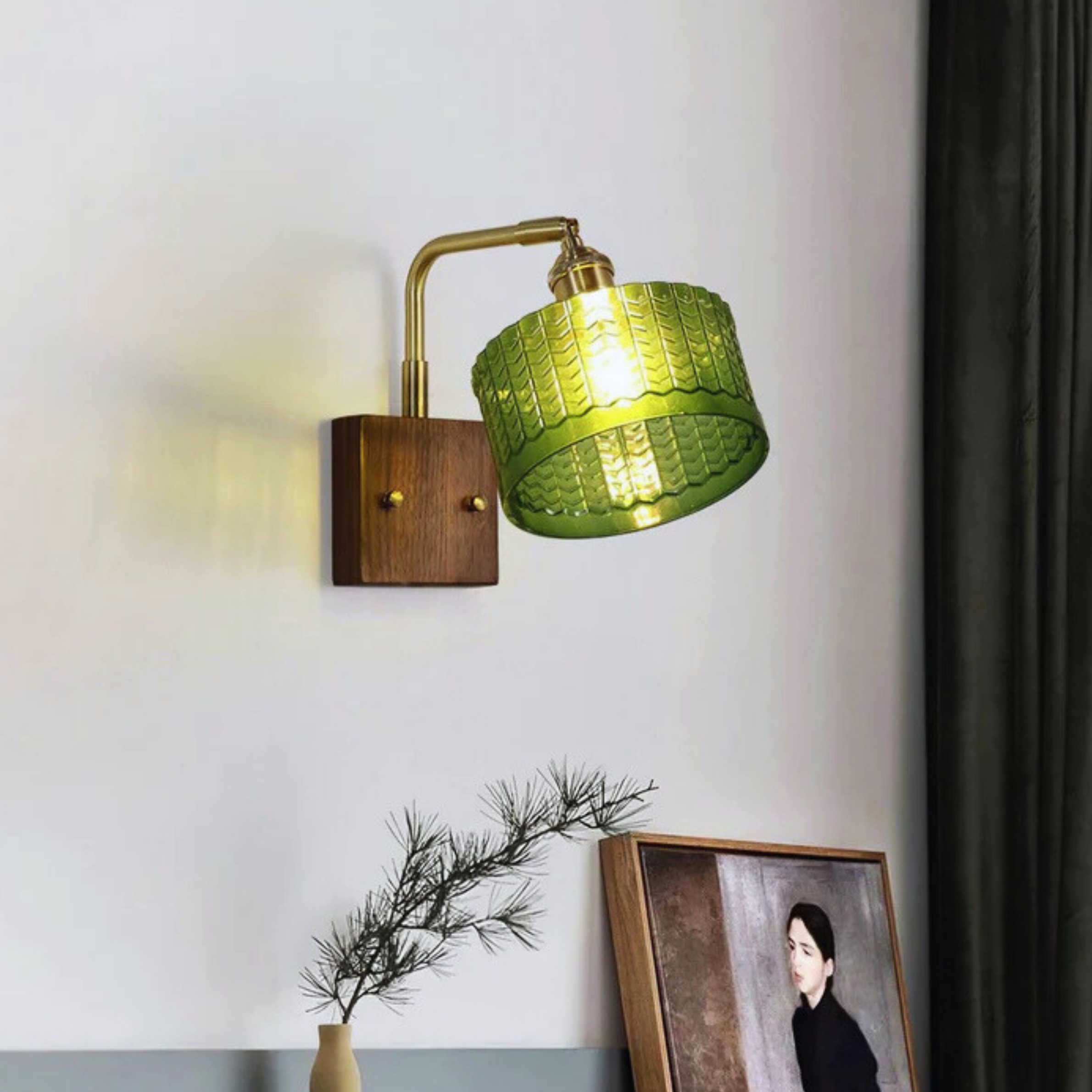 Enchanted Verdant Haze Glass Wall Light