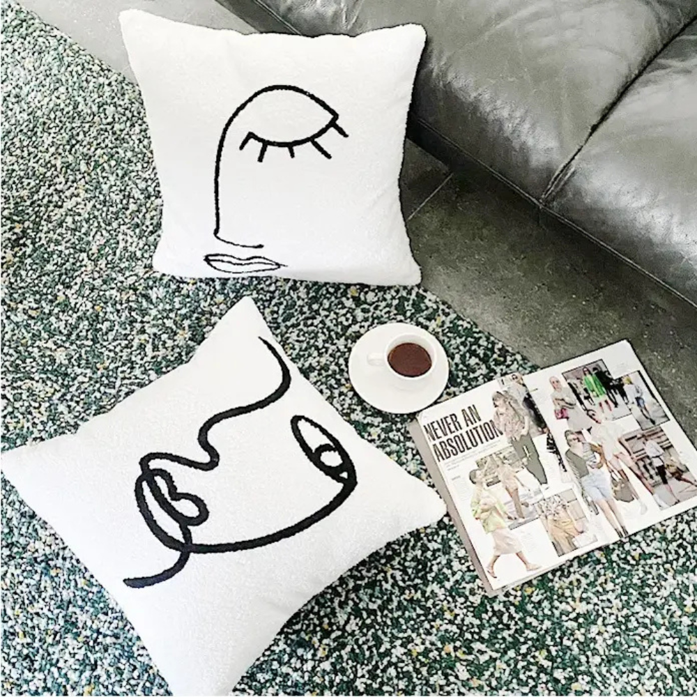 Avant-Garde Artistic Abstract Face Cushion Cover