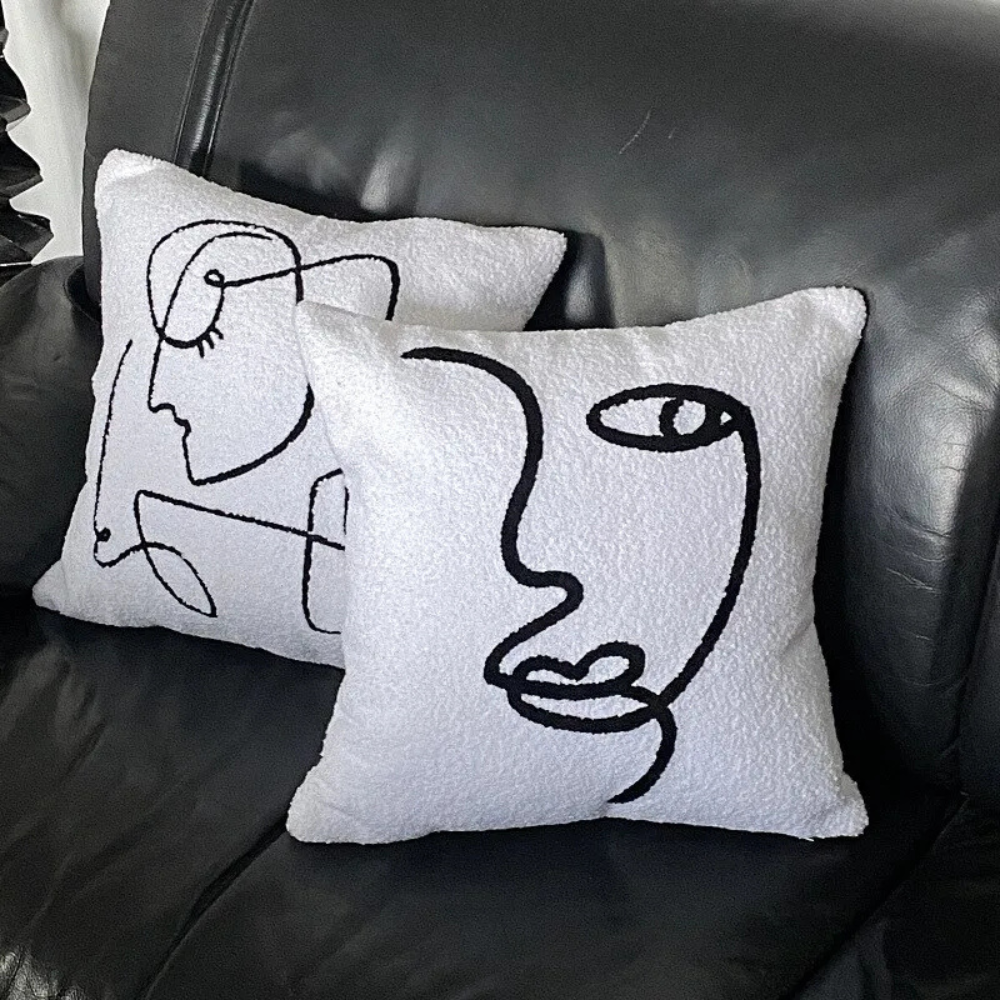 Avant-Garde Artistic Abstract Face Cushion Cover