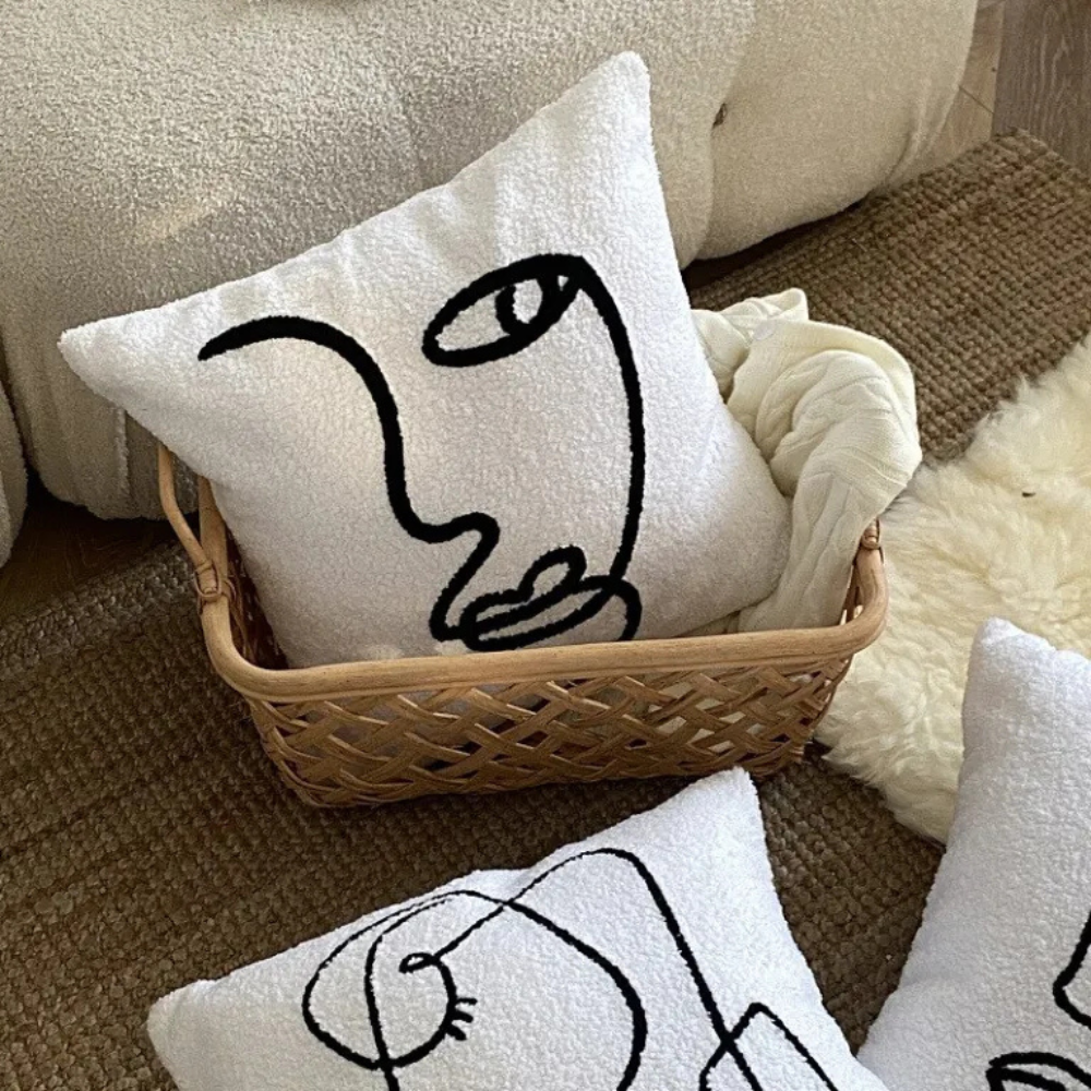 Avant-Garde Artistic Abstract Face Cushion Cover
