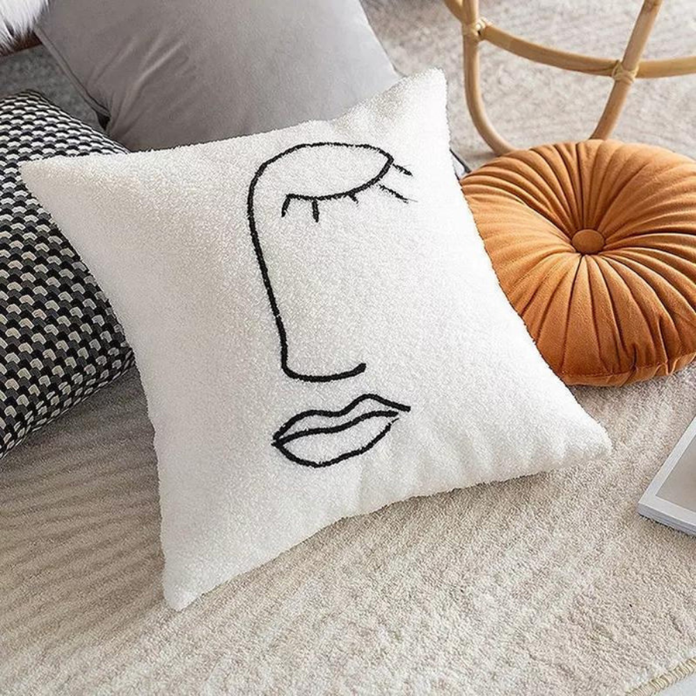Avant-Garde Artistic Abstract Face Cushion Cover