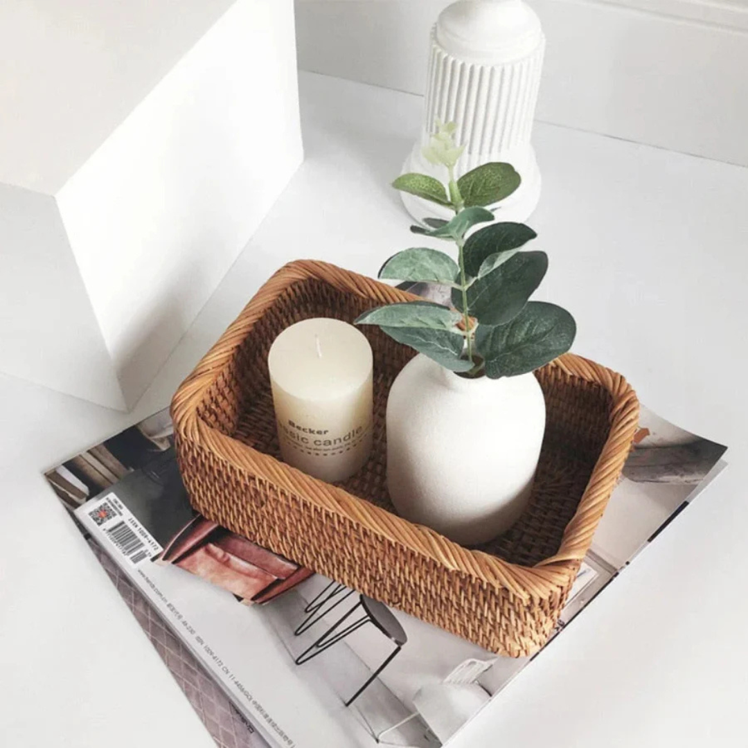 Premium Handcrafted Rectangular Rattan Storage Basket