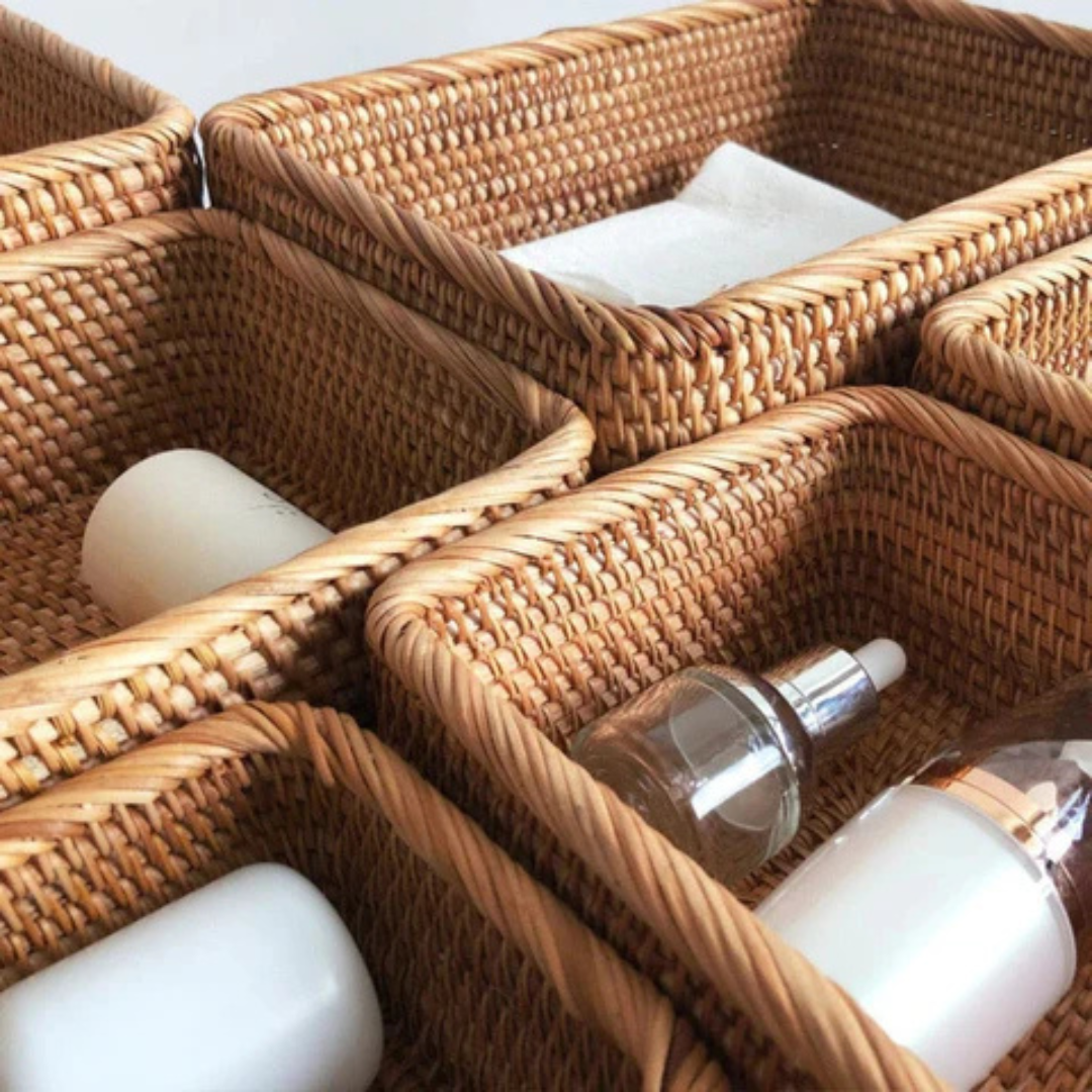 Premium Handcrafted Rectangular Rattan Storage Basket
