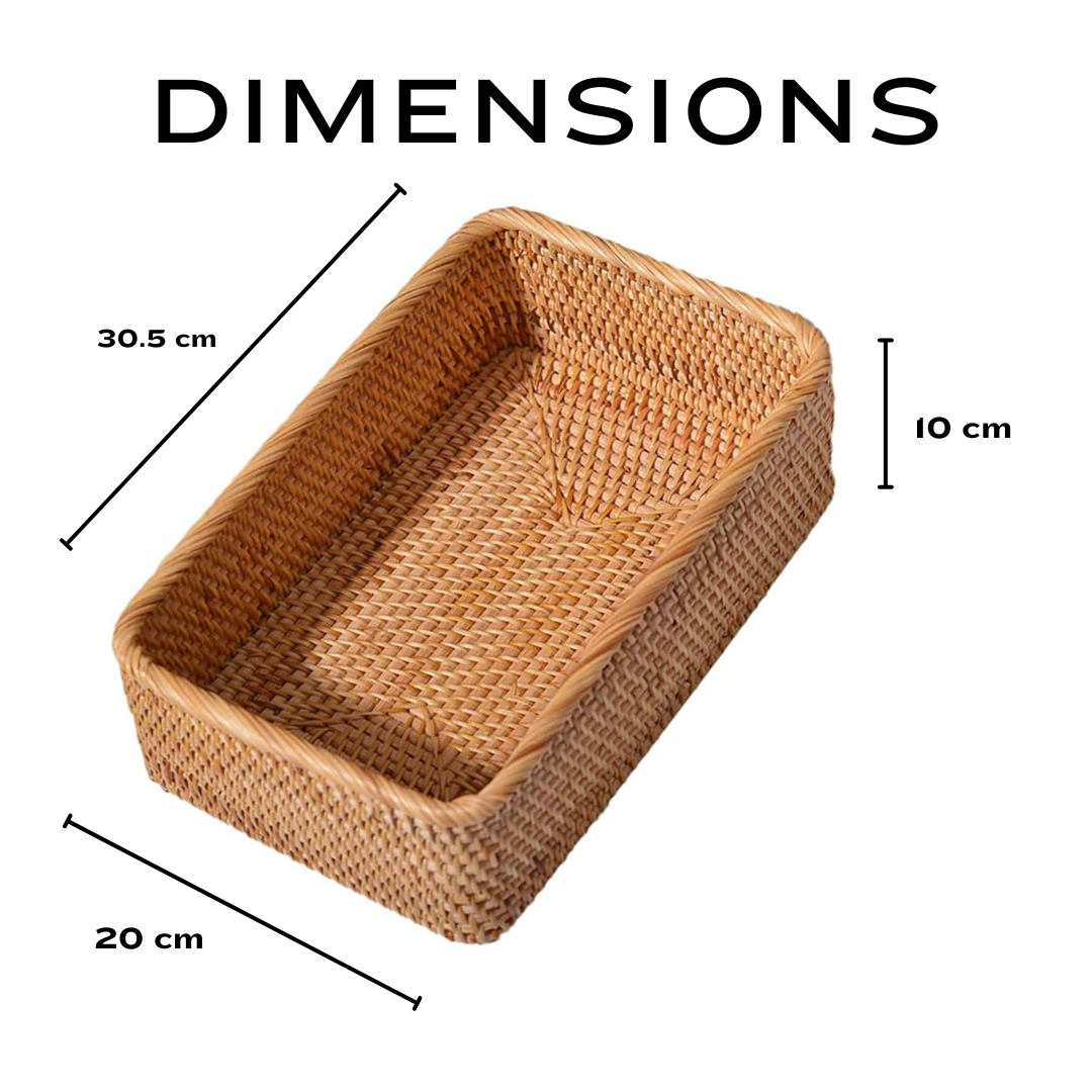 Premium Handcrafted Rectangular Rattan Storage Basket