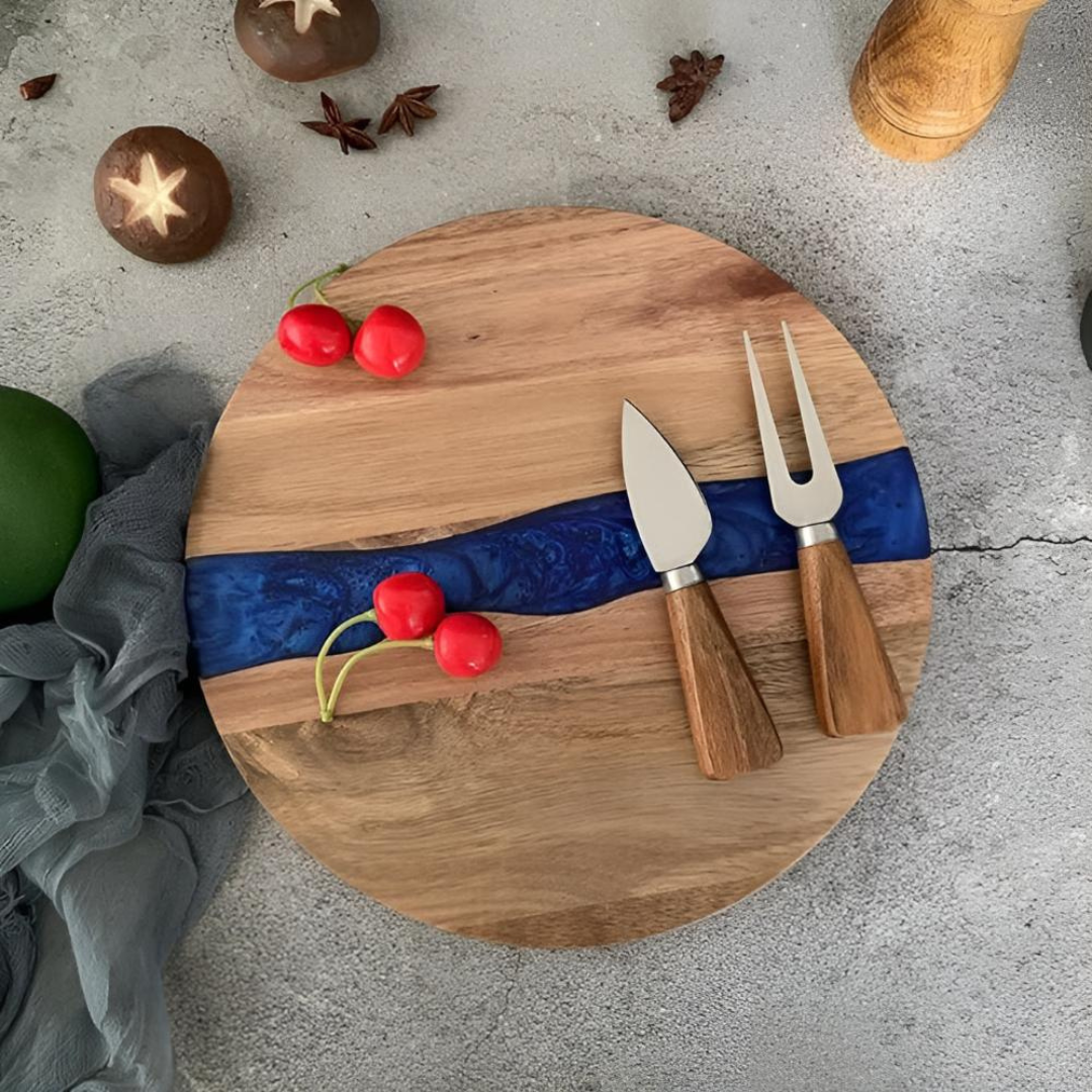 Timeless Artisan Epoxy Round Wooden Chopping Board