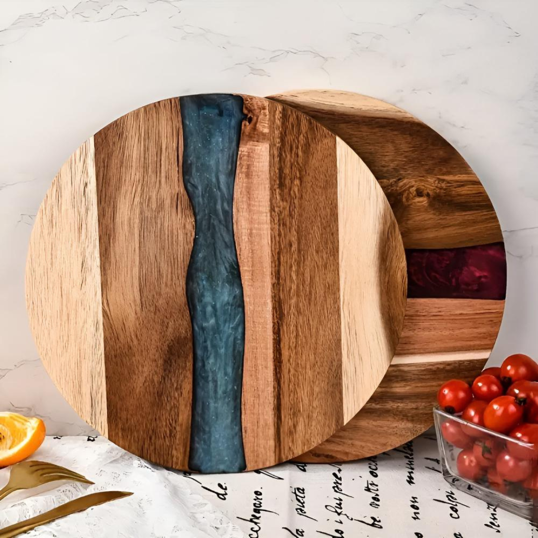 Timeless Artisan Epoxy Round Wooden Chopping Board
