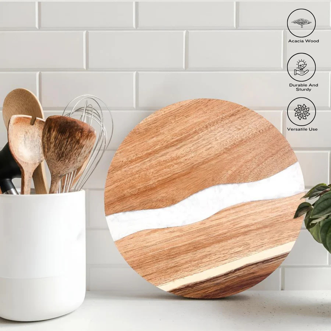 Timeless Artisan Epoxy Round Wooden Chopping Board
