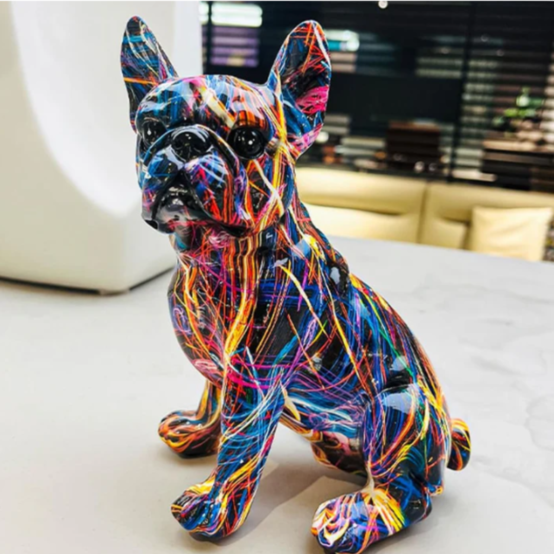 Vibrant Sculptural Bulldog Figurine | Graffiti-Inspired