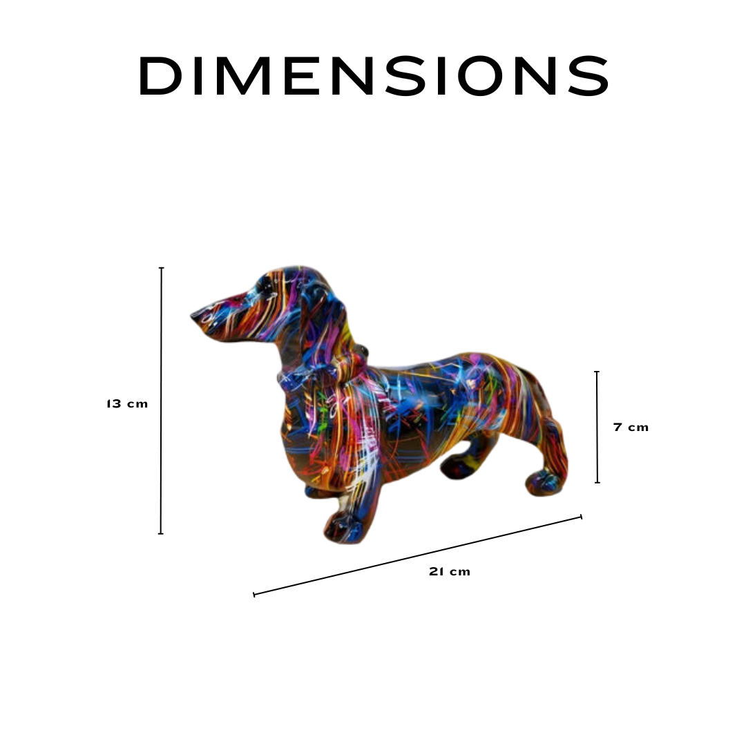 Vibrant Sculptural Dachshund Figurine | Graffiti-Inspired
