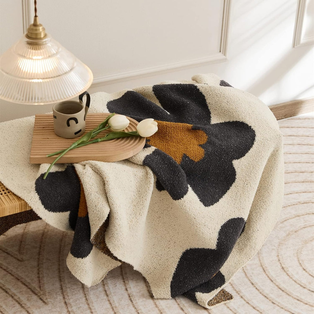 Floral Charm Knitted Blanket