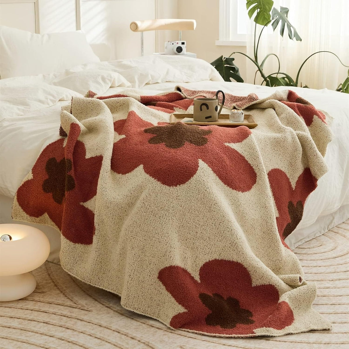 Floral Charm Knitted Blanket