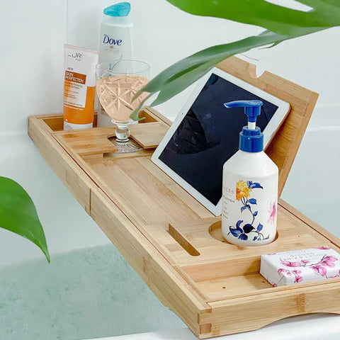Modern Bamboo Bathtub Caddy