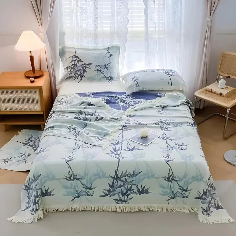 Comfortable Bamboo-Print Reversible Throw