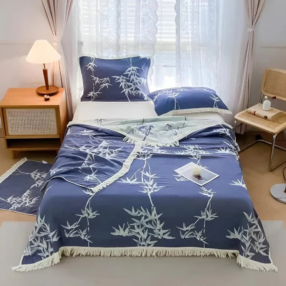 Comfortable Bamboo-Print Reversible Throw