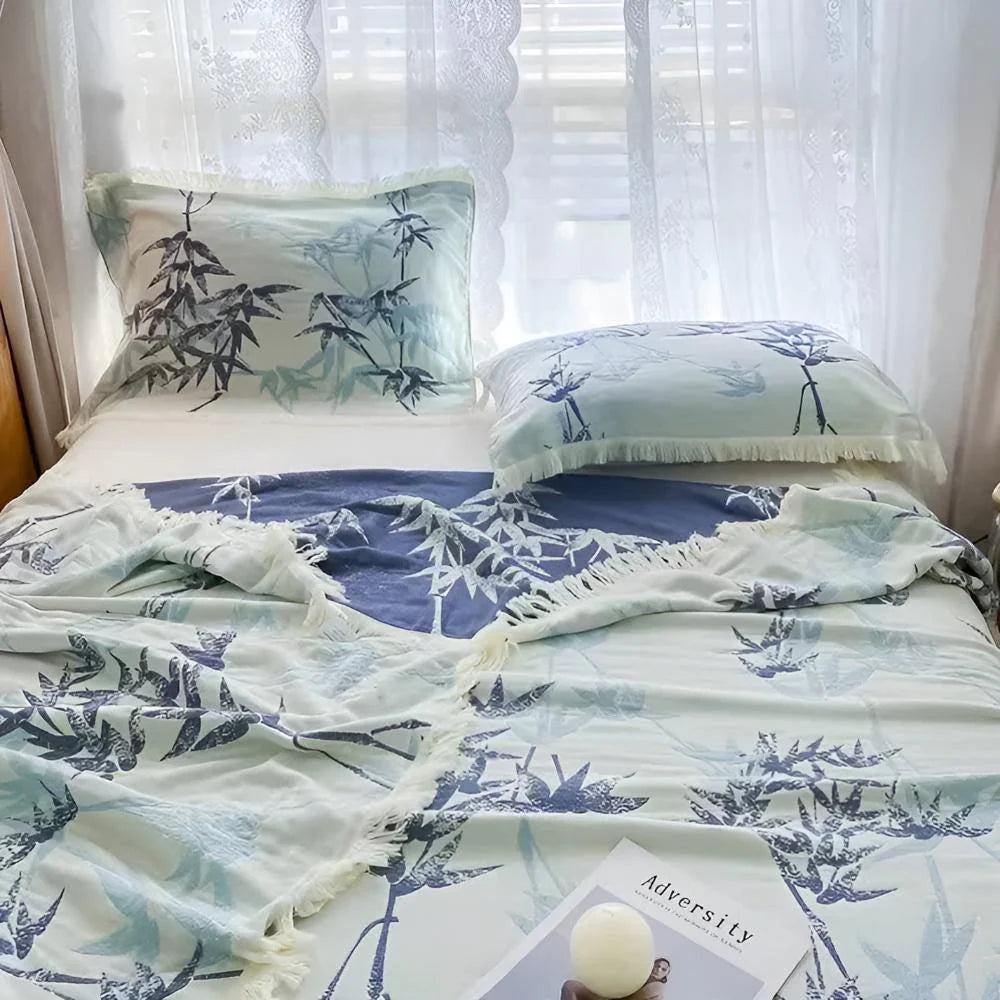 Comfortable Bamboo-Print Reversible Throw