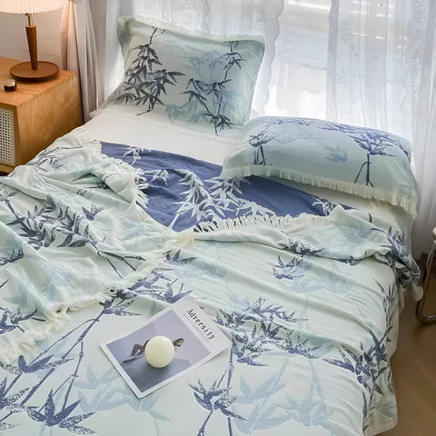 Comfortable Bamboo-Print Reversible Throw