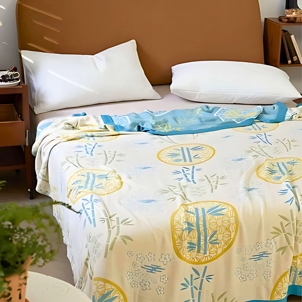 Nature-Inspired Bamboo Fiber Reversible Cooling Blanket