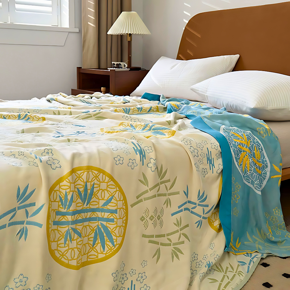 Nature-Inspired Bamboo Fiber Reversible Cooling Blanket