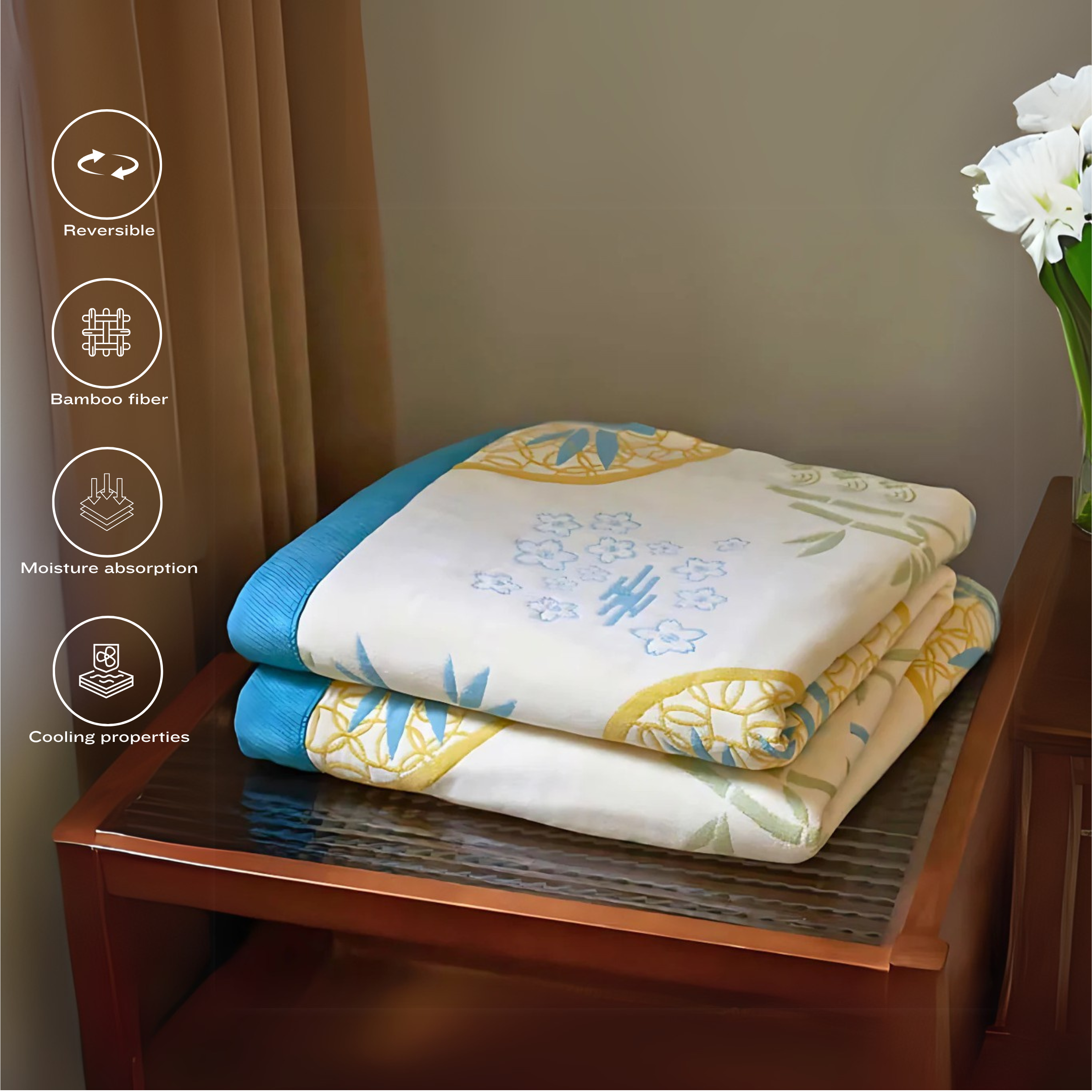 Nature-Inspired Bamboo Fiber Reversible Cooling Blanket