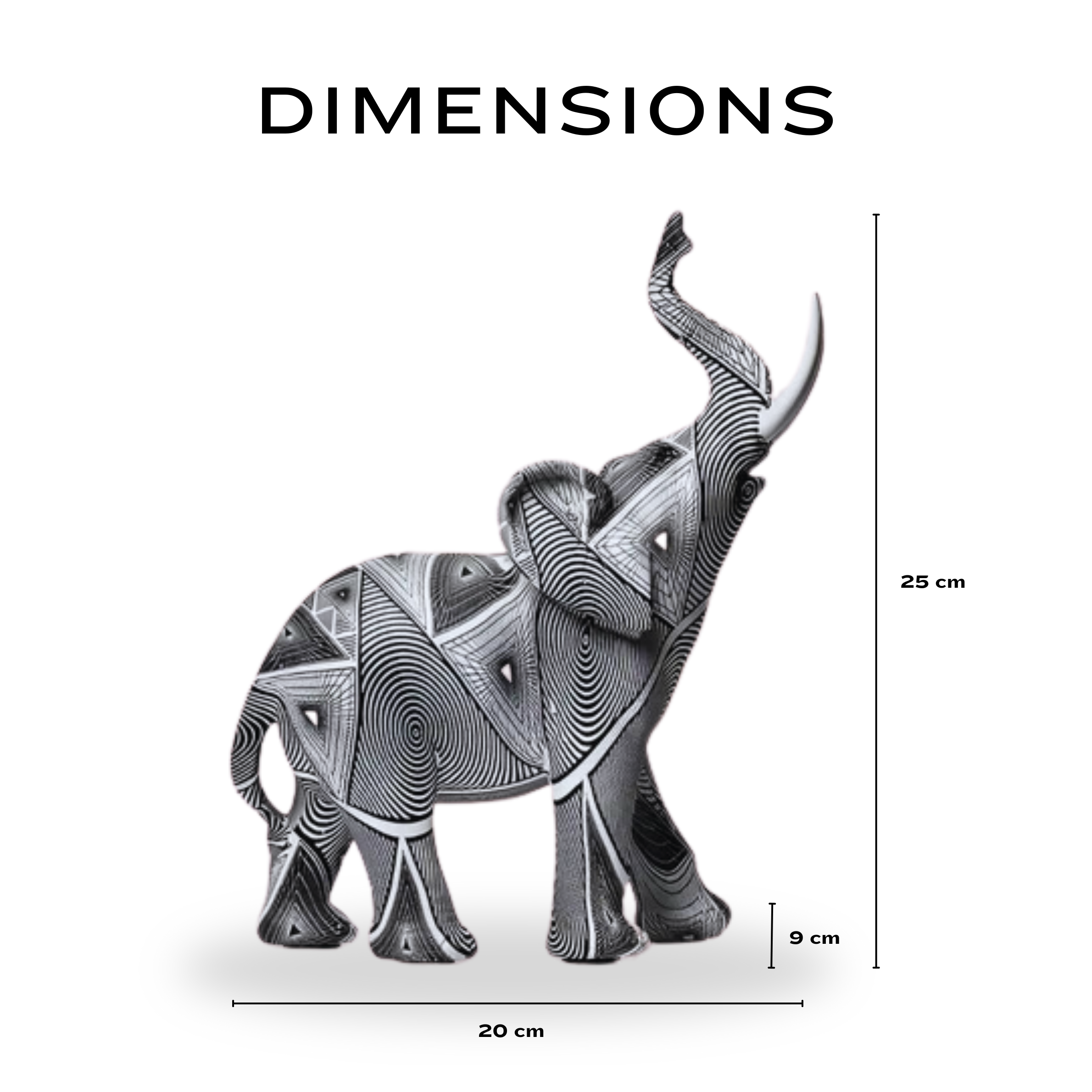 Artistic Monochrome Spiral Elephant Figurine