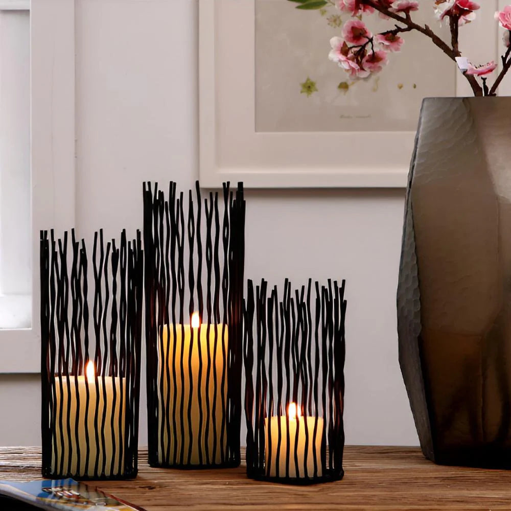 Stylish Boho-Inspired Black Iron Candle Holder